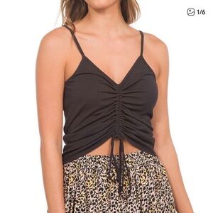 NWT Hurley Black Caviar Shirred Ribbed Tank- Small